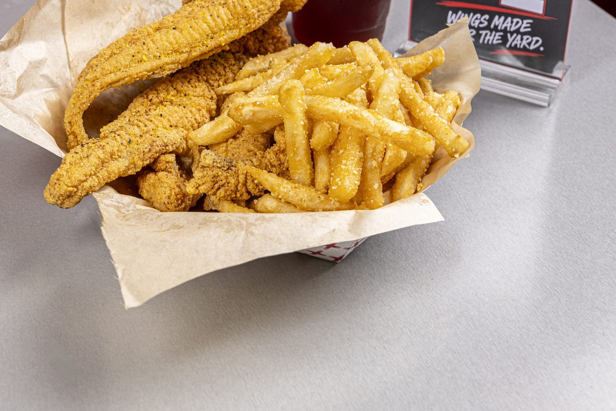 Fried catfish with fries
